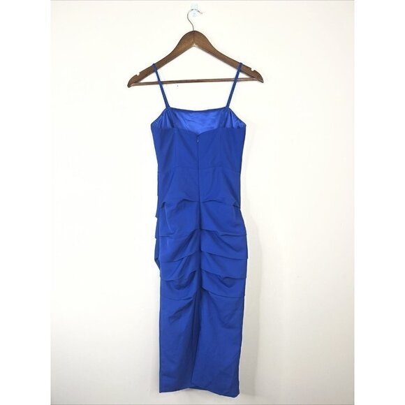 BARDOT Women’s 4 Midi Dress BRIELLE SLEEVELESS PENCIL Cocktail Party BLUE New - Picture 5 of 15